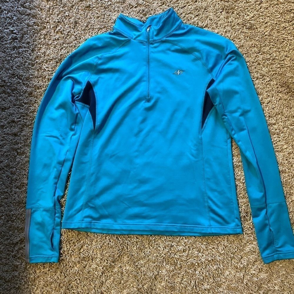 Nordic Track 3/4 zip blue pullover sz M